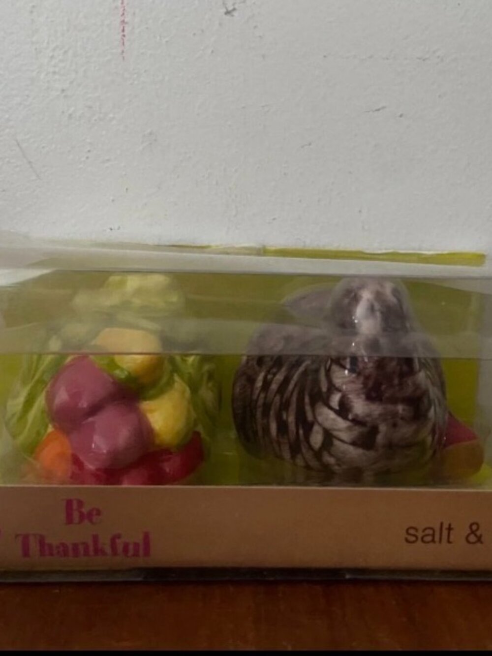 NEW Boston Warehouse BE THANKFUL Ceramic Thanksgiving Salt & Pepper Set Holiday